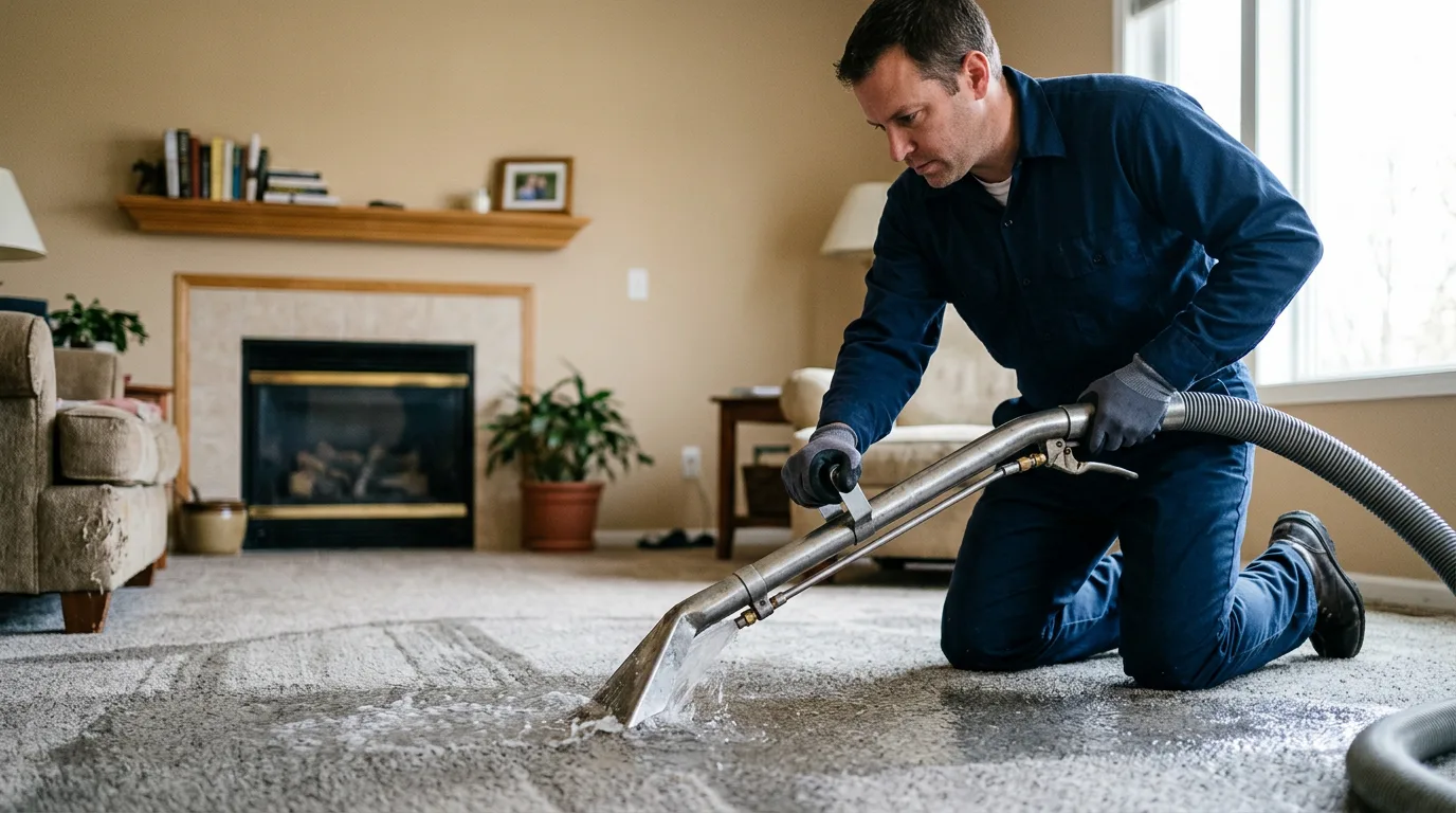 Water damage restoration technician working near Granville, MA